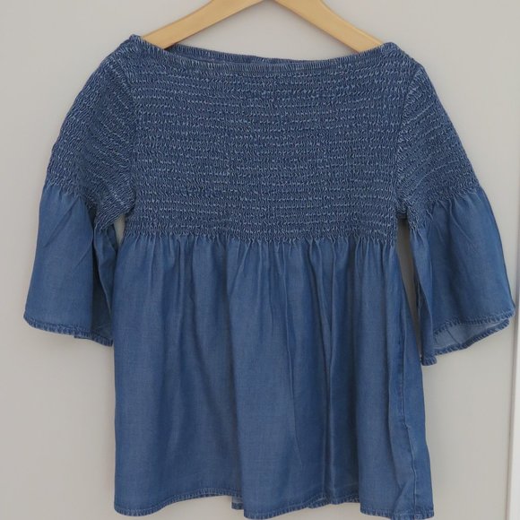 GAP KIDS - Chambray Smock top with ruffle sleeves - Picture 2 of 5